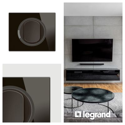 Plaque de finition 4 postes Verre onyx noir - Céliane LEGRAND