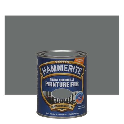 Peinture fer extérieur direct sur rouille finition martelé gris ardoise 0,75 L - HAMMERITE