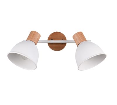 Réglette 2 spots E27 Delume blanc et bois 2x40W - REALITY