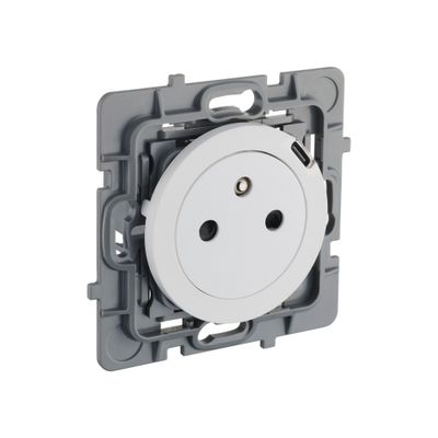 Prise affleurante 2 pôles + terre et prise USB C blanc Casual Evo - DEBFLEX