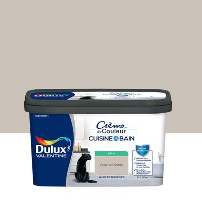 Peinture Crème de Couleur Cuisine et Bain Satin Grain de Sable 2 L - DULUX VALENTINE