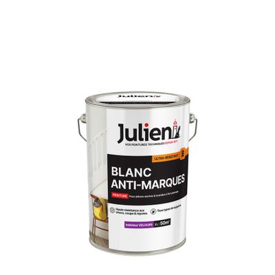 Peinture acrylique anti-marque blanc velours 5 L - JULIEN