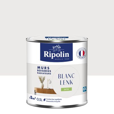 Peinture murs, boiseries et radiateurs blanc lenk satin 0,5 L - RIPOLIN