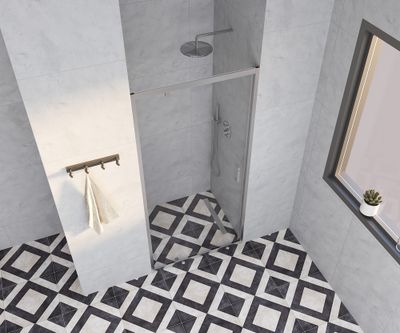 Porte de douche pivotante 90x185 cm profilé chrome verre transparent 4 mm Primera - OCEA