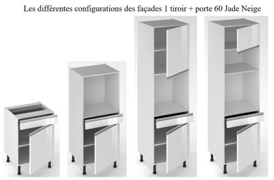 Porte et façade tiroir pour meuble bas de cuisine Jade neige 70 x 60 cm OFITRES