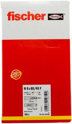 Chevilles à clou N-F 8 x 80 mm par 100 FISCHER