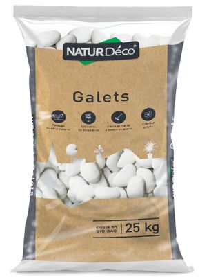 Galets marbre blanc de carrare 15/25 sac de 25 kg PRADIER
