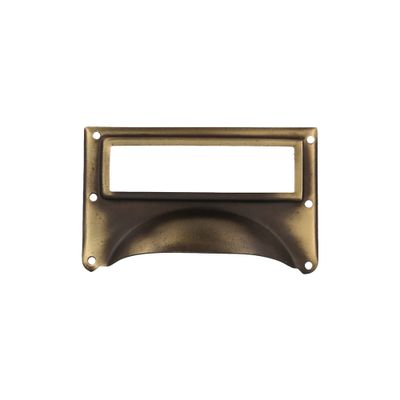 Poignée de meuble support étiquette vieux laiton 80 x 50 mm REI