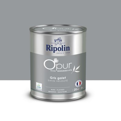 Peinture O'PUR Satin GRIS GALET 2 L - RIPOLIN