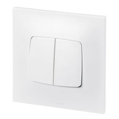 Double interrupteur va-et-vient encastrable 10A complet Blanc - Neptune LEGRAND