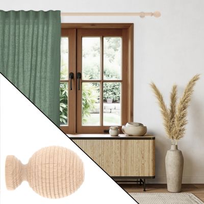 Embout déco boule striée à visser en bois diam 28 mm Finition Bois brut