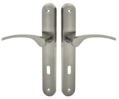 Poignées de porte Eva ensemble entraxe 195 mm aluminium mat à clé ALPERTEC