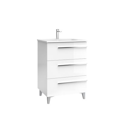 Meuble de salle de bains 3 tiroirs L59 x H82 x P45 cm mélaminé blanc Cies