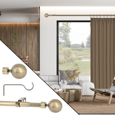Kit tringle à rideaux extensible en métal de 1.20 à 2.10 m diam 25 à 28 mm Finition Doré vielli - MOBOIS