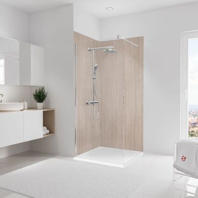 Panneaux muraux de douche 100+100x210 cm travertin romain DécoDesign Décor - SCHULTE