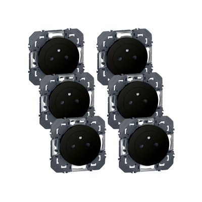 Prises électriques encastrables affleurantes avec terre Noir par 6  - Dooxie LEGRAND