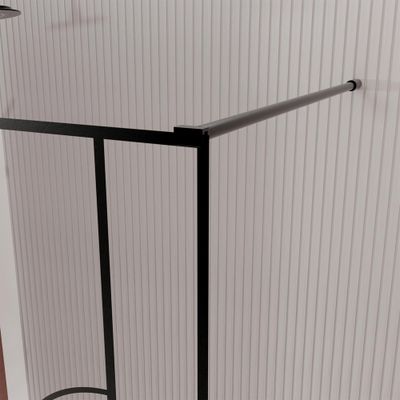 Paroi de douche à l'italienne 140x195 cm profilé noir verre sérigraphié 6 mm Art Deco - AURLANE