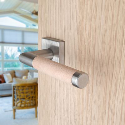 Poignées de porte sur rosaces carrées sans trou Pretty inox mat ALPERTEC