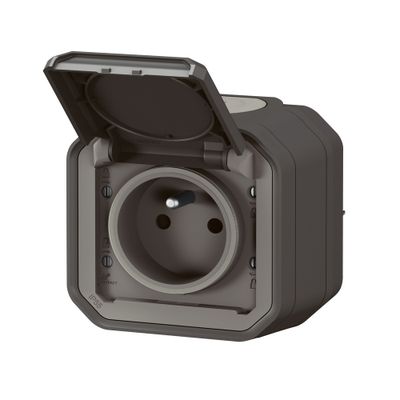 Prise électrique étanche IP55 en saillie 2 pôles + terre Anthracite - Plexo LEGRAND