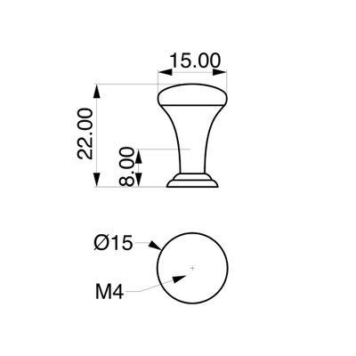 Bouton de meuble conique chromé diamètre 15 mm REI