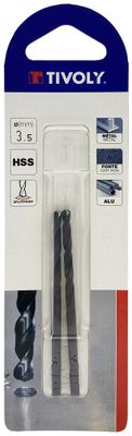 Foret métaux taillé meulé HSS-Revêtu STEAM-DIN338-h8-Pointe en croix court diamètre 3,5 mm par2 TIVOLY