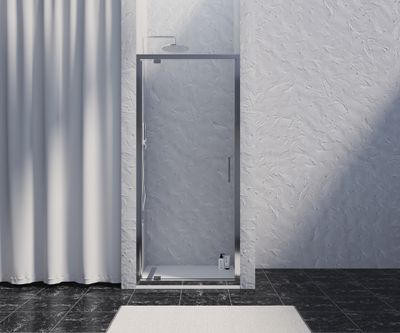 Porte de douche pivotante 90x200 cm profilé chrome verre transparent 8 mm Signature - OCEA
