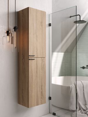 Colonne de salle de bains Reign L35 x H150 x P30 cm bois mélaminé chene clair - EGORE