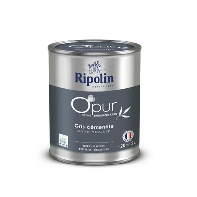 Peinture O'PUR Satin Gris CEMENTITE 2 L - RIPOLIN