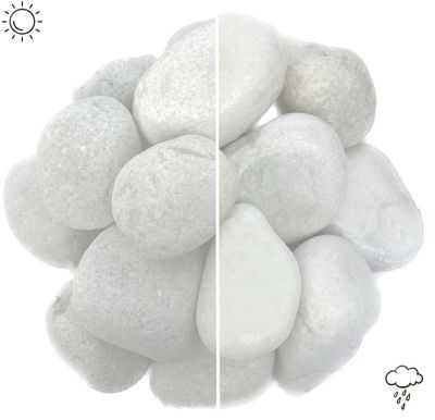 Galets en marbre blanc pur 40 mm / 60 mm en filet de 20kg - JARDINAT