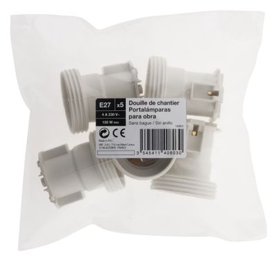 Douilles de chantier E27 plastique blanc par 5 - ZENITECH