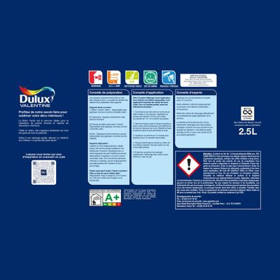 PEINTURE MULTI-SUPPORTS BLANC FACILE BLANC BC MAT 2,5L - DULUX VALENTINE