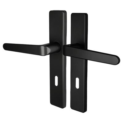 Poignées de porte sur plaques à clé double entraxe Celio noir mat ALPERTEC