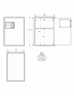 Coffre-fort digital Vincennes 3 à poser 36 x 33 x 50 cm 2 pênes THIRARD