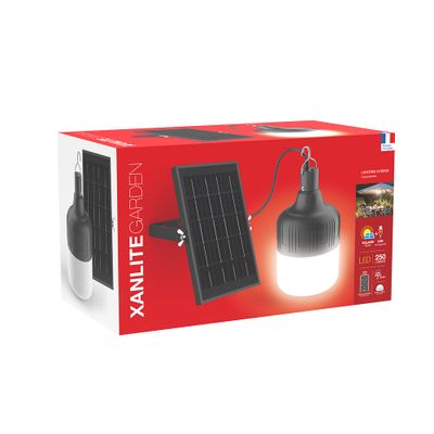 Lanterne à suspendre solaire/USB LED noir IP44 250 lumens Lumière du jour - XANLITE