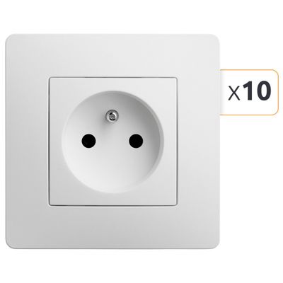 Prises 2 pôles + terre blanc par 10 Caly - DEBFLEX