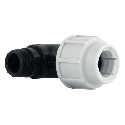 Raccord plastique coude mâle 20/27 pour tube PE diamètre 25mm FITT