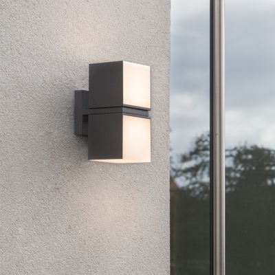 Applique extérieur LED 2 têtes orientables Cuba gris IP54 1000 lumens blanc chaud - COREP