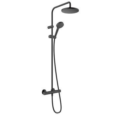Colonne de douche ronde avec mitigeur thermostatique noire Vernis Blend 200 HANSGROHE