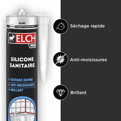 Mastic Silicone sanitaire blanc 300 ml ELCH PRO