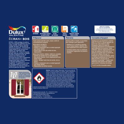 Peinture Ecran+ Bois  Satin Brun Normandie 0,5 L - DULUX VALENTINE