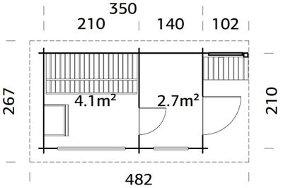 Sauna extérieur Palmako Sanna 4,1m² double vitrage et pergola - 12,6 m² - PALMAKO