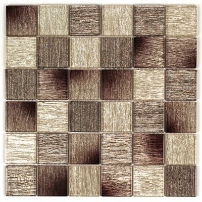 Mosaïque murale intérieur effet tissu camaïeu marrons verre GUS 30 x 30 cm vendu à l'unité SAS MAT INTER