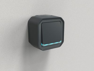 Bouton poussoir étanche IP55 avec voyant lumineux en saillie Anthracite - Plexo LEGRAND