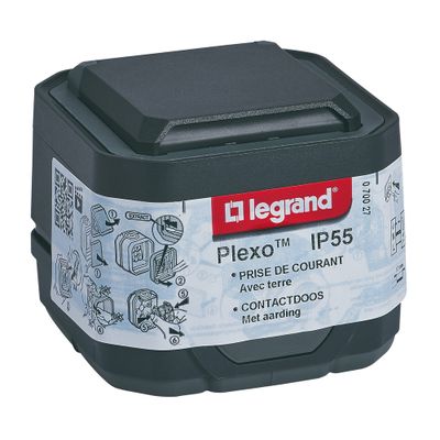 Prise électrique étanche IP55 en saillie 2 pôles + terre Anthracite - Plexo LEGRAND