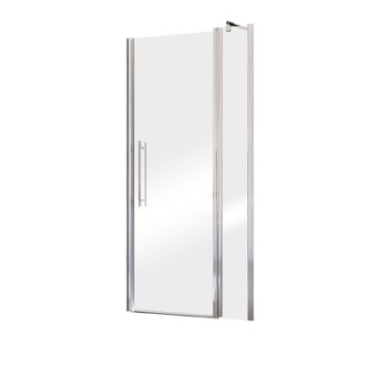 Porte de douche pivotante sur élément fixe 90x192 cm profilé chrome verre transparent 5 mm New Style - SCHULTE