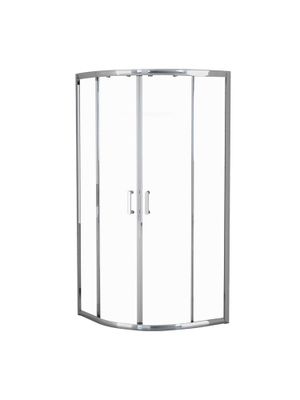 Porte de douche accès d'angle 1/4 de rond alu chromé Barbades 90 x 90 x 190 cm