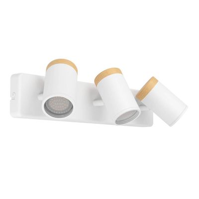 Réglette 3 spots salle de bains GU10 Consuma blanc et bois IP44 9W - EGLO