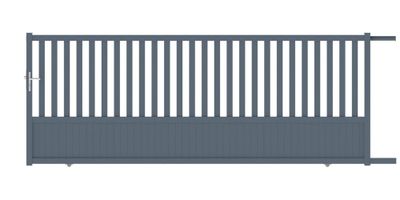 Portail coulissant aluminium CHAMBERY l.4,00 x H.1,55 m gris JARDIMAT