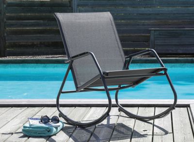Fauteuil à bascule rocking chair gris en acier NOA - PROLOISIRS