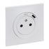 Prise électrique encastrable affleurante avec terre + USB-C Blanc - Neptune LEGRAND